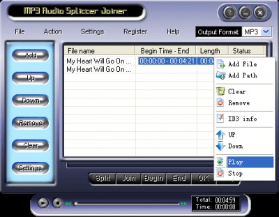 ! Audio Splitter Joiner 1.70 screenshot ! Audio Splitter Joiner 1.70 screenshot