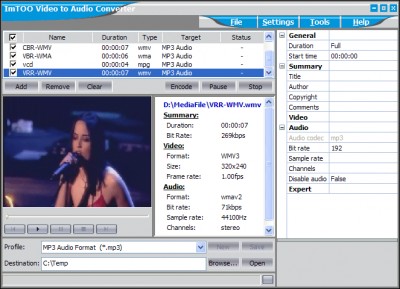 ImTOO Video to Audio Converter 3 3.8.30.051 screenshot ImTOO Video to Audio Converter 3 3.8.30.051 screenshot