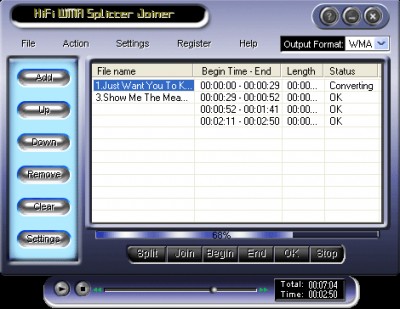 ! WMA Splitter Joiner 1.70 screenshot