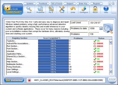 1 Click Fixer PLUS 2007 4.1 screenshot