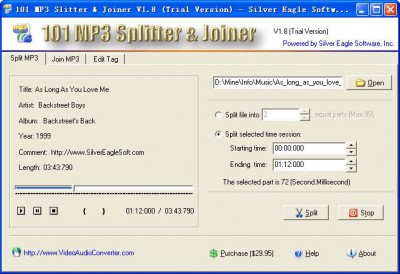 101 MP3 Splitter & Joiner 3.0 screenshot