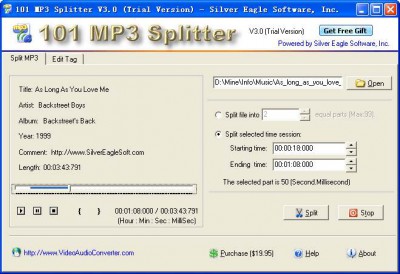 101 MP3 Splitter 3.0 screenshot