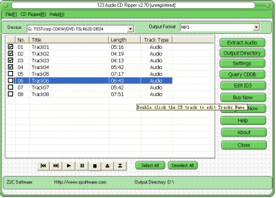 123 Audio CD Ripper 2.10 screenshot
