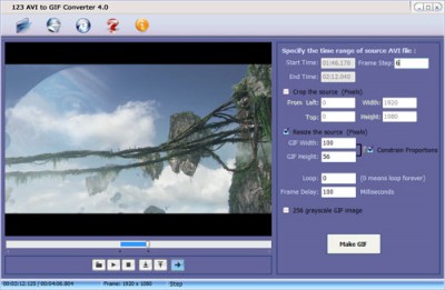 123 AVI to GIF Converter 3.2 screenshot