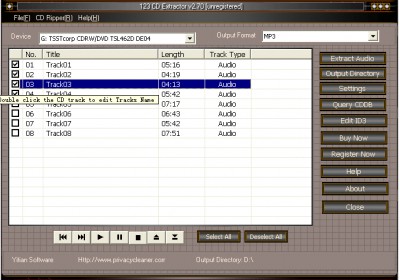 123 CD Extractor 2.10 screenshot