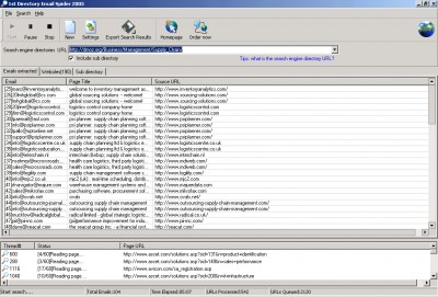 1st Directory Email Spider 2006 4.73 screenshot