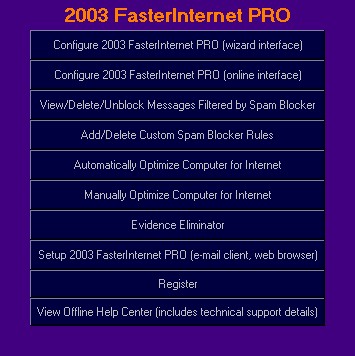 2003 FasterInternet PRO 1.0 screenshot 2003 FasterInternet PRO 1.0 screenshot