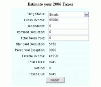 2006TaxCalculator 1.0 screenshot 2006TaxCalculator 1.0 screenshot