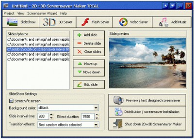 2D+3D Screensaver Maker 3.61 screenshot 2D+3D Screensaver Maker 3.61 screenshot
