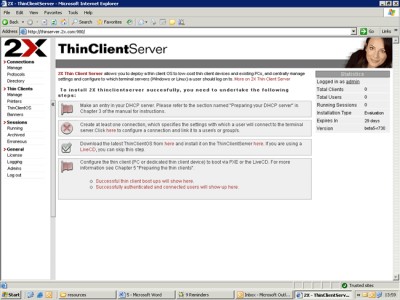 2X ThinClientServer for Windows 3.0 screenshot 2X ThinClientServer for Windows 3.0 screenshot