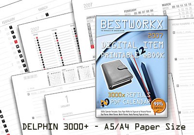 3000+ Calendar 2007 Templates A5 Paper A5-UK-2007 screenshot