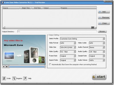 A-one Zune Video Converter 5.68 screenshot