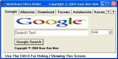 A WebShare Meta Finder 1.0 screenshot A WebShare Meta Finder 1.0 screenshot
