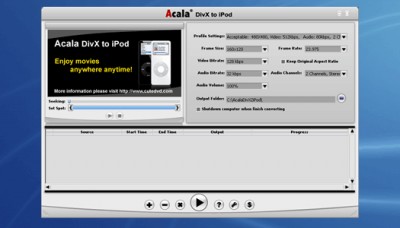 ACALA - DivX to iPod 2.9.5.924 screenshot ACALA - DivX to iPod 2.9.5.924 screenshot