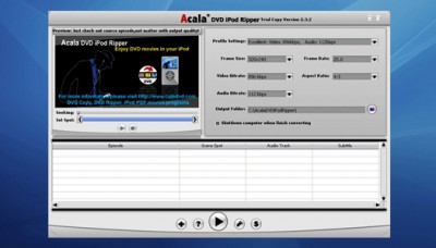 Acala _DVD iPod _Ripper 2.3.5 screenshot Acala _DVD iPod _Ripper 2.3.5 screenshot