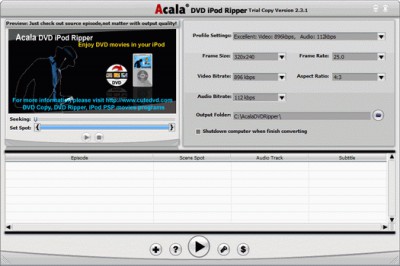 Acala DVD iPod Ripper 2.8.2 screenshot