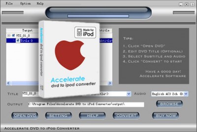 Accelerate Convert DVD to iPod 3.9 screenshot