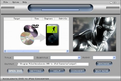 Accelerate DVD to iPod Video Converter 2007.65 screenshot