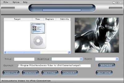 Accelerate Video to iPod Video Converter 2007.69 screenshot