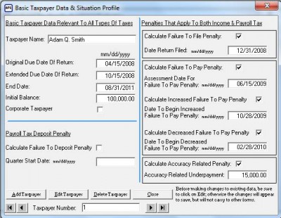 AcQuest Tax Penalty & Interest Evaluator 2.00 screenshot