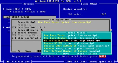 Active Kill Disk - Hard Drive Eraser 2.0 screenshot Active Kill Disk - Hard Drive Eraser 2.0 screenshot