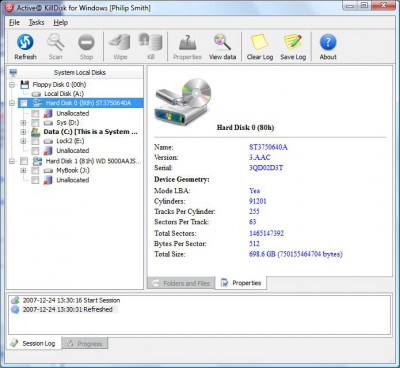 Active Kill Disk - Hard Drive Eraser 2.0 screenshot
