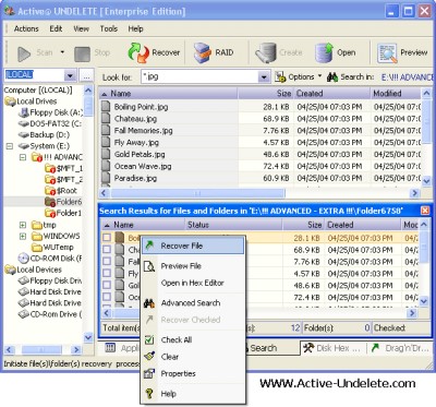 Active UNDELETE 5.1.10 screenshot