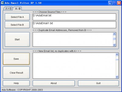 Ada Email Filter XP 1.58 screenshot Ada Email Filter XP 1.58 screenshot