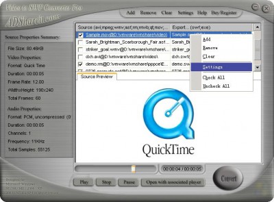 ADShareit Video to SWF Converter Pro 3.1 screenshot ADShareit Video to SWF Converter Pro 3.1 screenshot