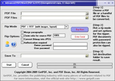 Advanced PDF to RTF Converter 2.00 screenshot Advanced PDF to RTF Converter 2.00 screenshot