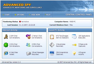 Advanced Spy 4.9 screenshot Advanced Spy 4.9 screenshot