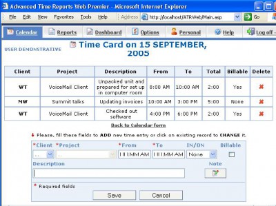 Advanced Time Reports Web Personal 7.0.145 screenshot Advanced Time Reports Web Personal 7.0.145 screenshot
