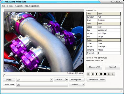Aevx Video Suite For Zune 3.1.5.1323 screenshot