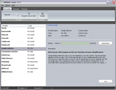 Affiliate Center 1.1 screenshot