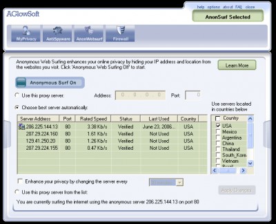 Aglowsoft Personal Security 2.0.3 screenshot