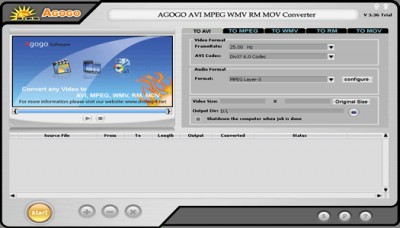 Agogo AVI MPEG WMV RM MOV Converter 3.78 screenshot