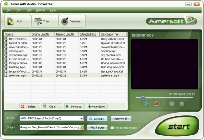 Aimersoft Audio Converter 1.0.25 screenshot Aimersoft Audio Converter 1.0.25 screenshot