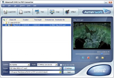 Aimersoft DVD to PSP Converter 2 1.7.20 screenshot
