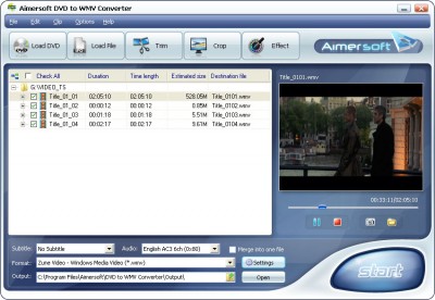 Aimersoft DVD to WMV Converter 1.0.25 screenshot Aimersoft DVD to WMV Converter 1.0.25 screenshot