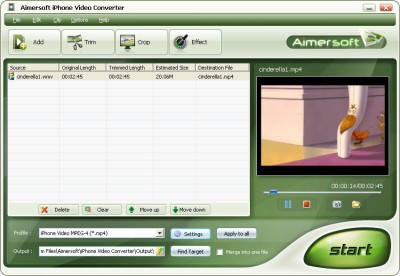 Aimersoft iPhone Video Converter 1.1.26 screenshot Aimersoft iPhone Video Converter 1.1.26 screenshot