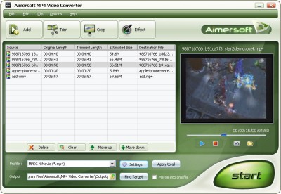 Aimersoft MP4 Video Converter 1.0.27 screenshot Aimersoft MP4 Video Converter 1.0.27 screenshot