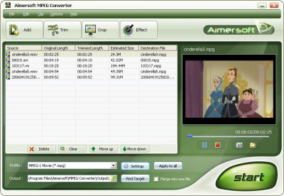 Aimersoft MPEG Converter 1.0.26 screenshot Aimersoft MPEG Converter 1.0.26 screenshot