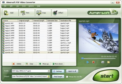 Aimersoft PSP Video Converter 1.0.26 screenshot
