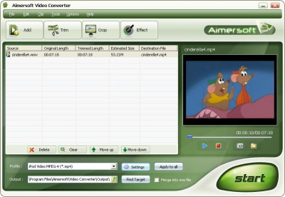 Aimersoft Video Converter 1.1.13 screenshot