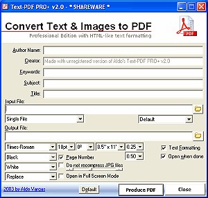 Aldo's Text-PDF PRO+ 2.1 screenshot Aldo's Text-PDF PRO+ 2.1 screenshot