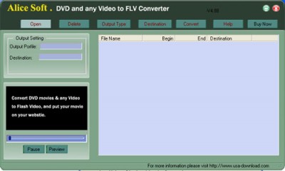 Alice DVD any Video to FLV Converter 6.0 screenshot