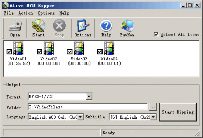 Alive DVD Ripper 1.6.8.2 screenshot