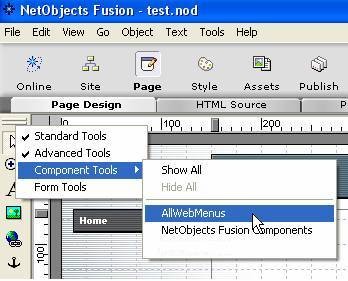 AllWebMenus NetObjects Fusion component 1.0 screenshot