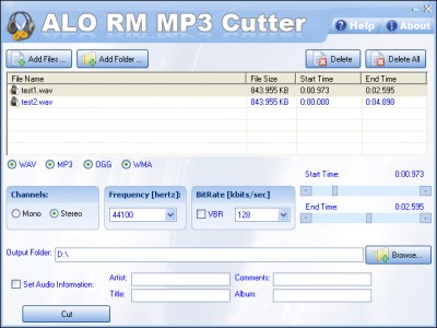 ALO RM MP3 Cutter 1.0 screenshot ALO RM MP3 Cutter 1.0 screenshot