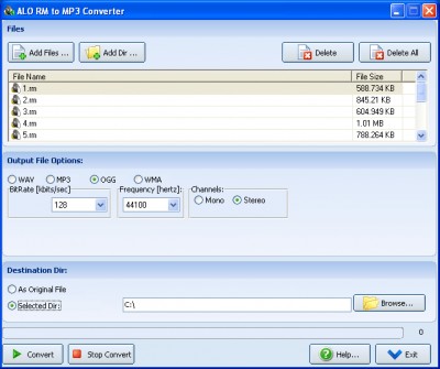 ALO RM to MP3 Converter 2007 5.1.24 screenshot ALO RM to MP3 Converter 2007 5.1.24 screenshot